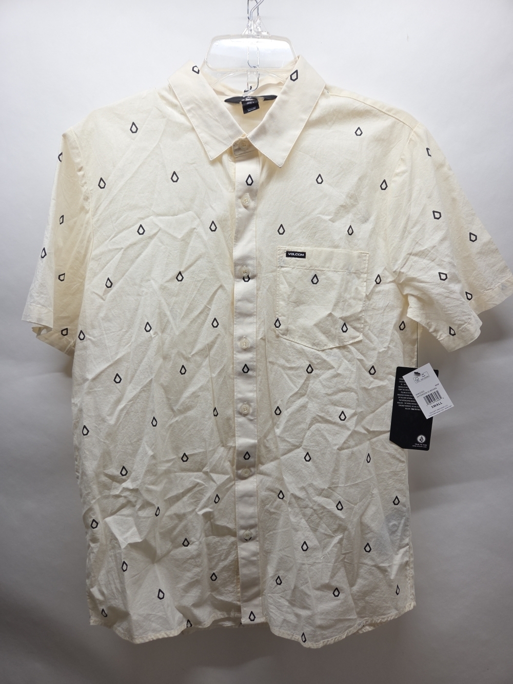 Volcom Patterson Short Sleeve Woven Shirt, Ivory Size Small